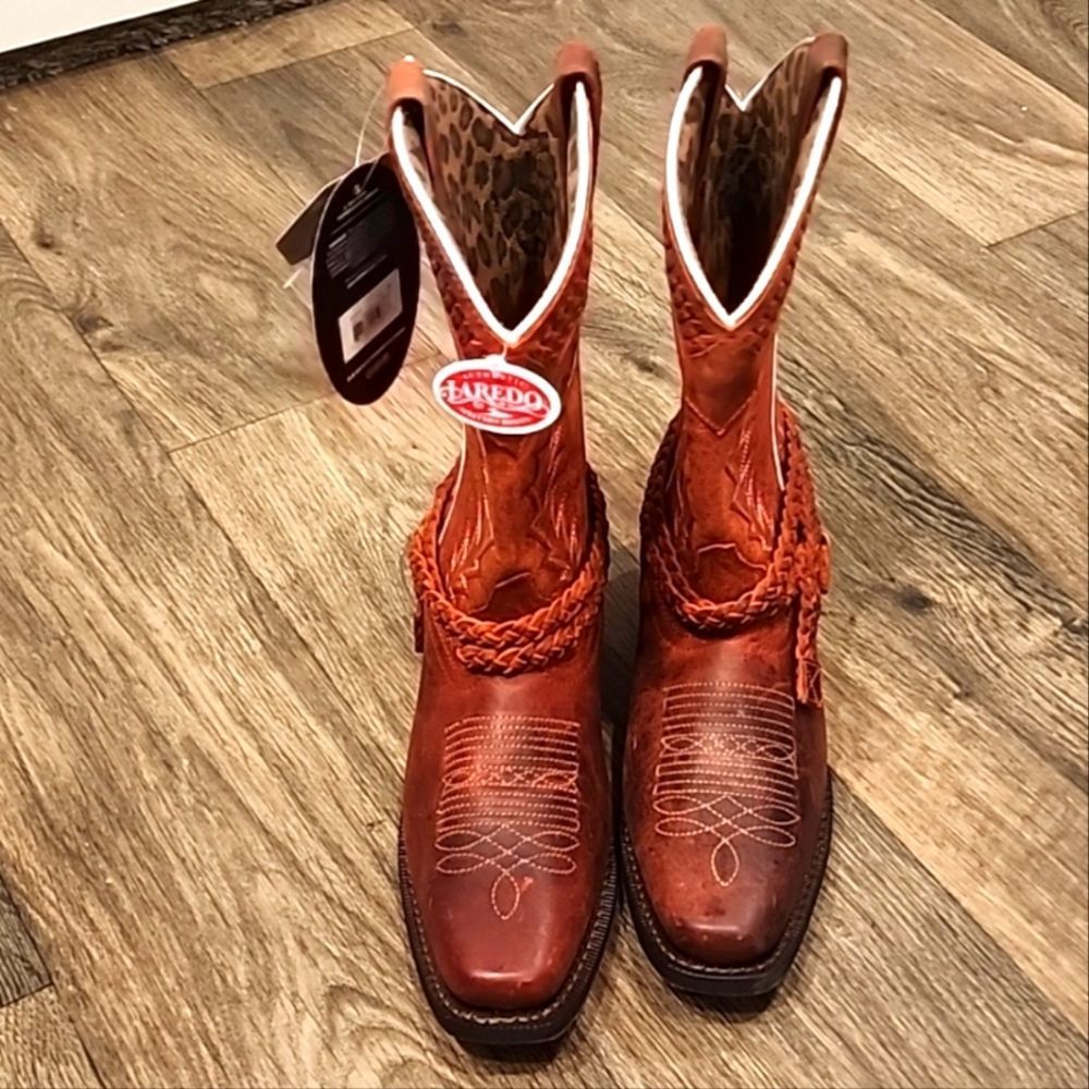 Laredo Knot In Time Square Toe Boots-Red - Picture 10 of 12